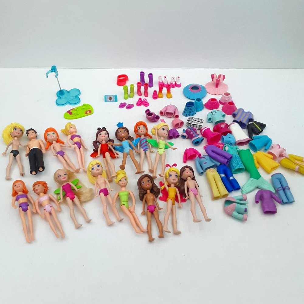Polly Pocket Lot of Dolls Clothes & Accessories